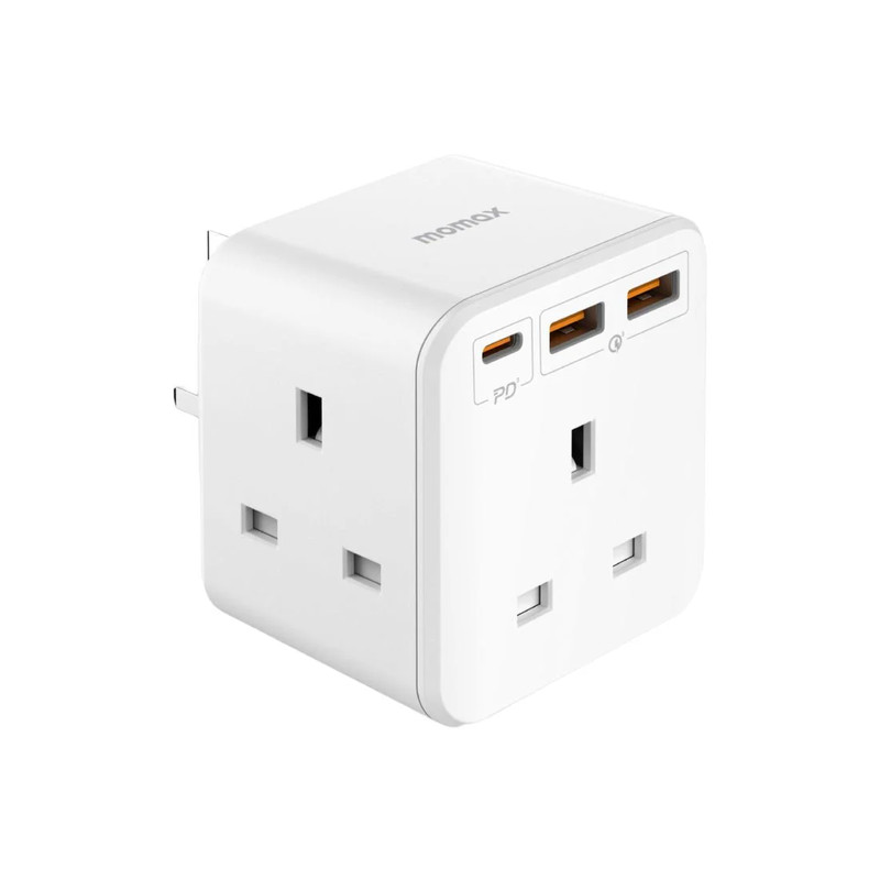 Momax OnePlug 3-Outlet Cube Extension Socket With USB - White - محول